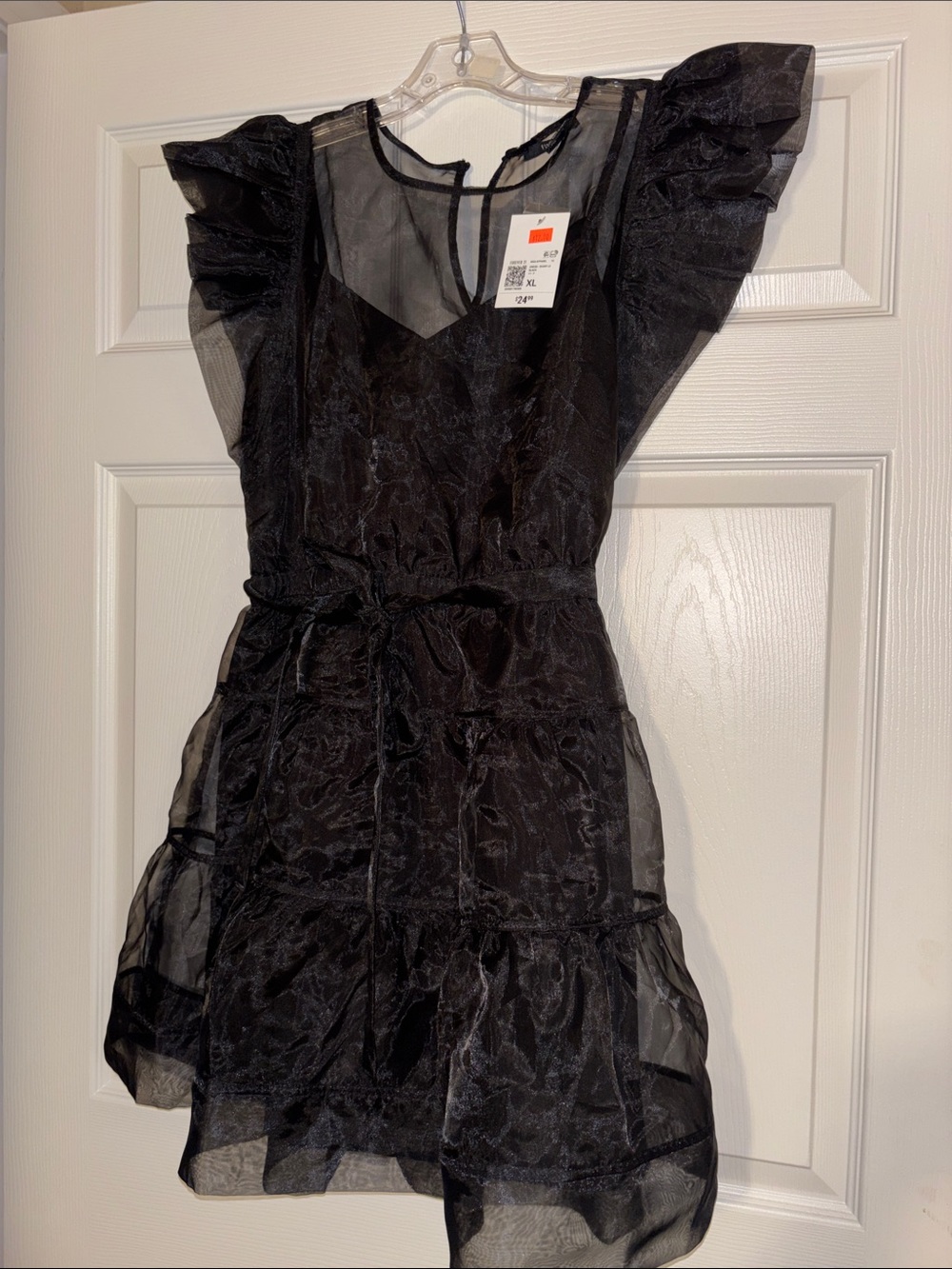 Forever 21 Black Sheer Ruffle Mini Dress